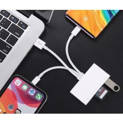   Multifunkcionális kártyaolvasó, háromféle USB adatkábellel